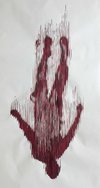 Falling Man 2,  2018  Red ink  175 x 76 cm.