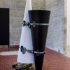 Hölderlin's Tower. 2018. Jesmonite, glass, industrial hose clamp. H: 190 cm.